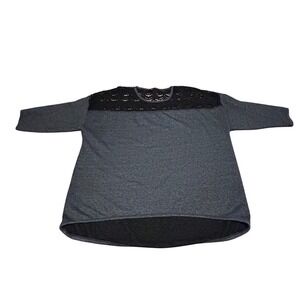 HANNAH Women's‎ Gray Lace Shoulder Top Tunic Size L